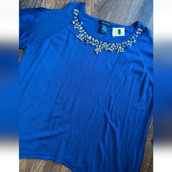 Ashley Stewart Size 26 Jewel Embellishment Violet Purple Cold Shoulder Tunic NWT - Picture 7 of 16